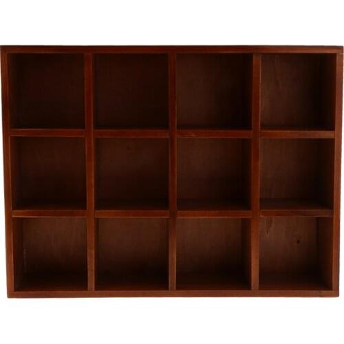 12-Grid Wooden Wall Shelf Organizer Rack Book Collection Photo Display Shelf