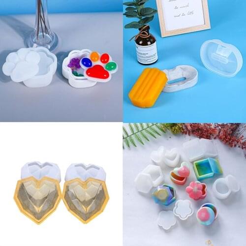 DIY epoxy resin mold love crown moon flower cherry cat paw storage box multi-style storage silicone mold creative jewelry