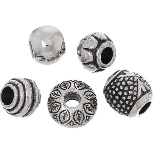 DoreenBeads 50PCs Mixed Silver Color Acrylic Beads Spacers Beads Fit European Charm Jewelry Findings DIY Accessrioes