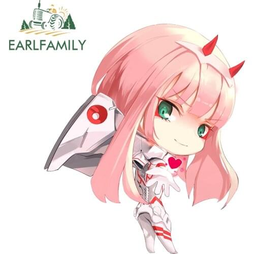 EARLFAMILY 13cm x 11.4cm for Darling In The FRANXX Zero Two Waterproof Anime Car Stickers Windshield Occlusion Scratch Decal