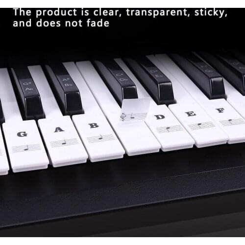 54/6188 Key Piano Stave Electronic Keyboard Note Sticker for White Keys Piano Sticker Transparent Piano Keyboard PVC Sticker