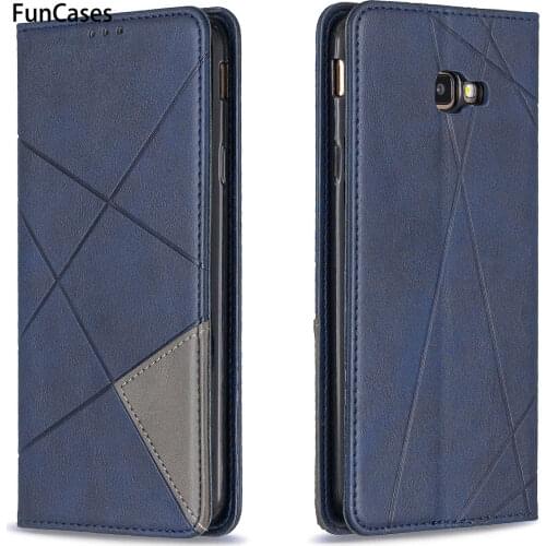 Geometry PU Leather Book Case For carcaso Samsung J4 Plus Celular Telephone Mobile Cases Capa sFor Samsung Galaxy etui J4