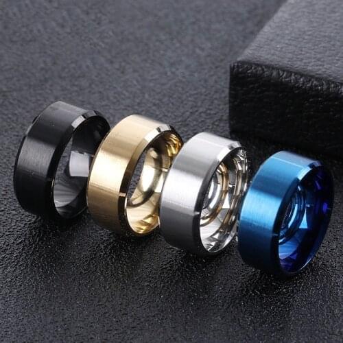 8mm Stainless Steel Ring for Men Retro Black Gold Silver Blue Color Ring for Women Unisex Fashion Jewelry for Gift Party WC005