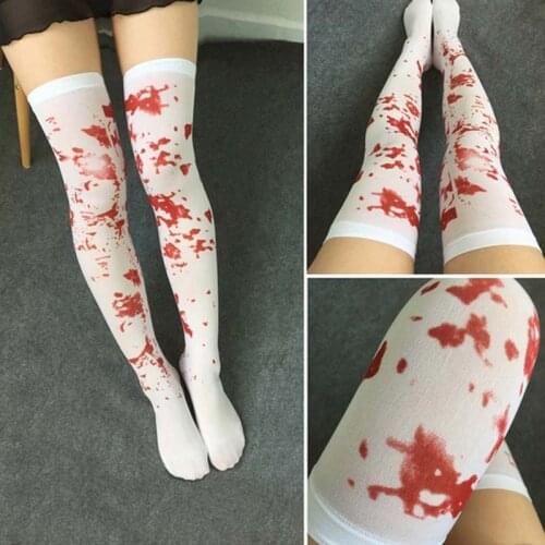 Halloween nurse theme costume accessories bleeding stockings adult women velvet pantyhose white