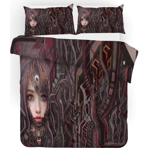 Abstract Character Oil Painting Duvet Cover With Pillowcase Full King Quilt Covers Psychedelic Bed Sets Home Textile Bedding Set