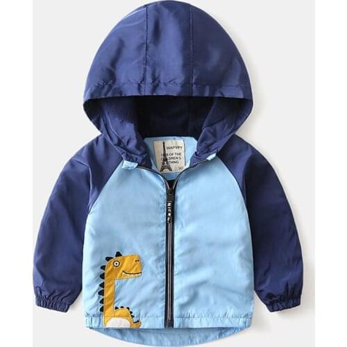 New Baby Cartoon Patch Embroidered Jacket, Childrens Zipper Shirt, Autumn And Winter Childrens Hooded Jacket