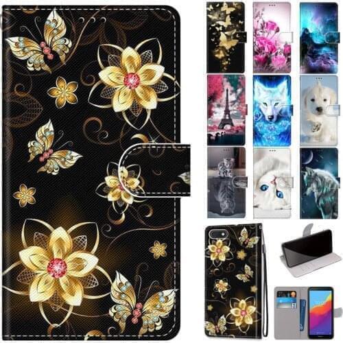 Cute Leather Phone Cover For Huawei Y5 2019 Case Luxury Cat Flower Pattern Flip Wallet Bags for Huawei Honor 8S Coque Fundas
