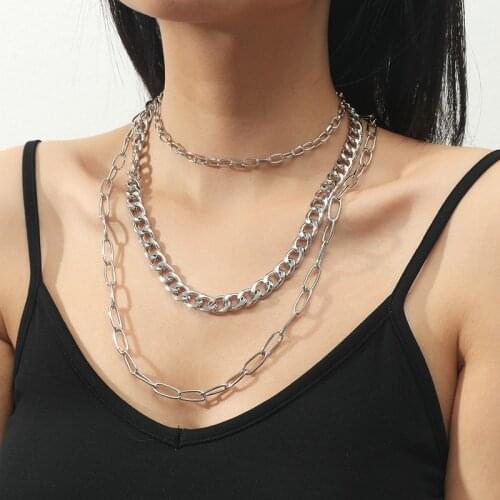 Minimalist Cuban Necklace Chain Hip hop Jewelry Choker Silver Color Clasp for Mens Rapper Necklaces Link Jewelry