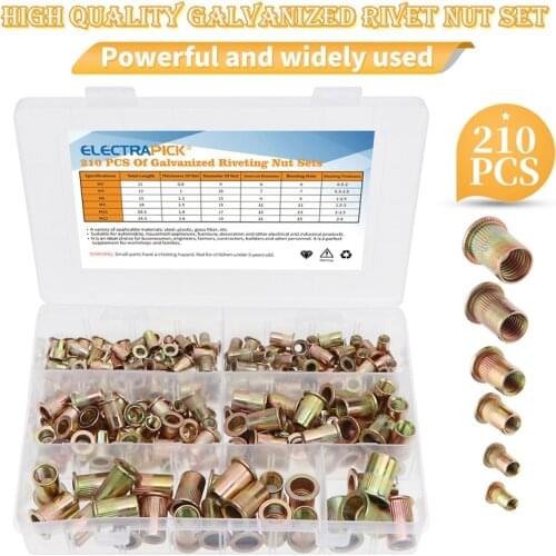 M3 M4 M5 M6 M8 M10 M12 Rivet Nuts Set Zinc Plated Nutserts Threaded Insert Nutsert Cap Flat Head Rivet Nuts Carbon Steel