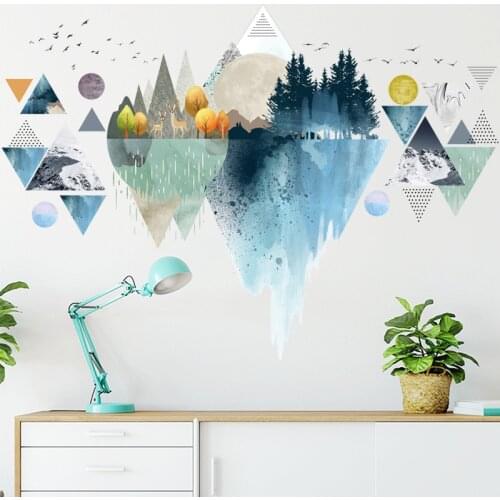 Nordic geometric shape, creative, simple and Modern Wall Stickers Wallpaper for bedroom and living room Wallpaper paste