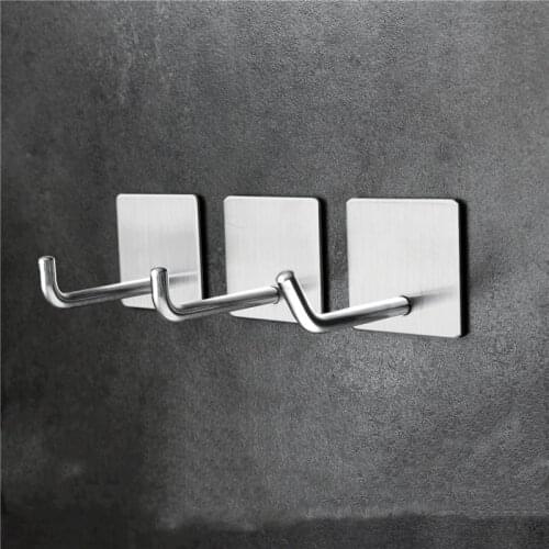 Stainless Steel Wall Hook Self-Adhesive Multifunctional Kitchen And Bathroom Key Hook Free Punch Coat And Hat Storage Rack