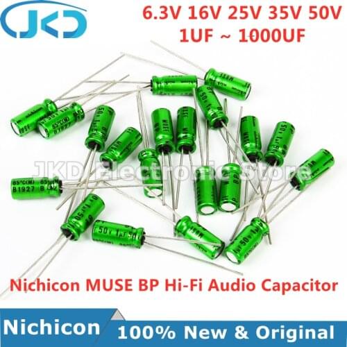 5pcs NEW Nichicon MUSE BP 16V 25V 50V 1UF 10UF 47UF 100UF 220UF 1000UF ES (Bi)Non Polar Non-polar Bipolar HiFi Audio Capacitor
