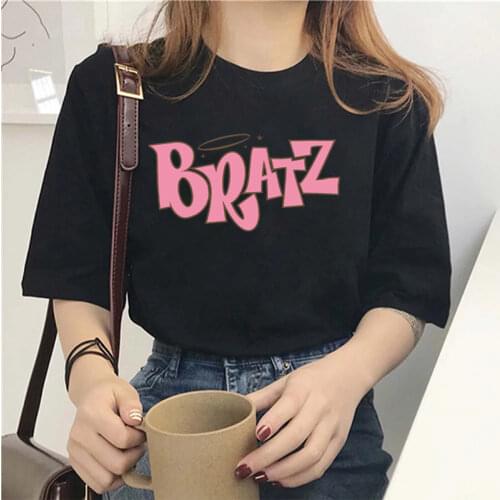 New summer Bratz letter t shirt Kpop Korean style short sleeve cute Korean hip-hop short sleeve top woman cloth женские футболки
