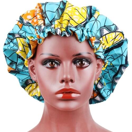 Extra Large Bonnet Adjustable African print Ankara Satin Nightcap Beanie for Women