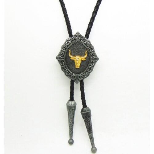 American handmade original bolo tie bull head horse head eagle head men casual bolo collar rope