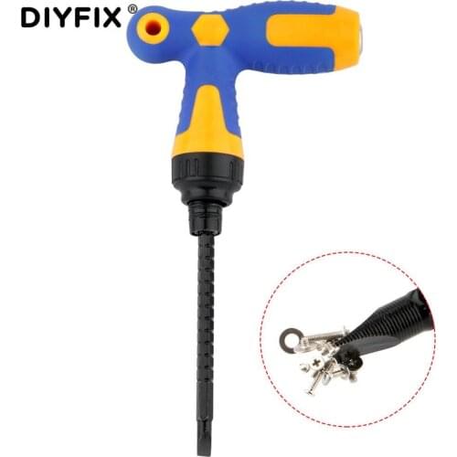 DIYFIX T-Type Ratchet Screwdriver Double-end Slotted Phillips Adjustable Detachable Magnetic Disassembly Repair Hand Tool
