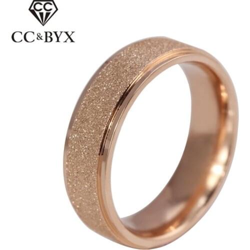 CC Lovers Couple Rings For Men and Women Titanium Steel 4mm/6mm Rose Gold-Color Dull Polish Ring Classic Jewelry Bijoux CC932b