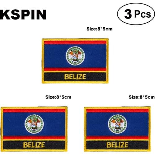 Belize Rectangular Shape Flag patches embroidered flag patches national flag patches for clothing DIY Decoration