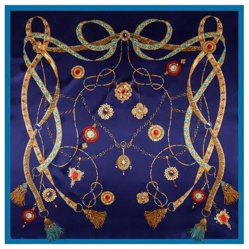 Fashion Square Scarf 2018 New Chain Women Silk Scarf Hijab Luxury Brand Shawl Foulard Plaid Scarves Wraps For Ladies