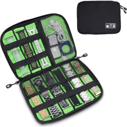 Portable Watch Strap Storage Watch Bands Box Travel USB Cable Organizer Watchband Storage Bag USB Charger Power Bank Holder Case