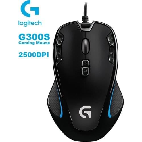 Logitech G300S Wired Gaming Mouse with 2500DPI 9 Programmable Buttons Rechargeable for PC/Laptop Mouse Gamer Designed