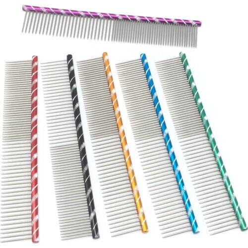 Colorful Professional Anti-Corrosion Massage Hair Comb For Dogs Cats Tapered Stainless Steel Pins Pet Grooming Supplies
