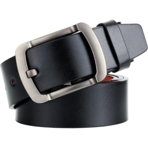 New Leather Cowhide Mens Belt Fashion Metal Alloy Pin Buckle Adult Luxury Brand Jeans Business Casual Waist Male Strap Brand
