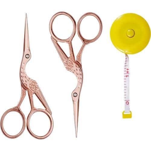 2pcs Crane Scissors Shear 150cm Tape Measure For Tailor Sewing Thread Cutter