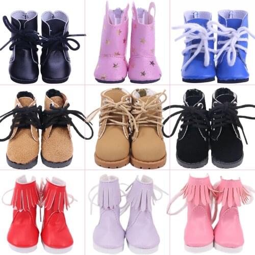 For 14.5 Inch Wellie Wisher & 32-34 Cm Paola Reina Doll High Boots Leather Martin Boots Winter Models,Doll Shoes Accessories
