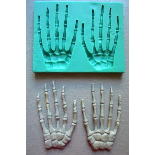 Silicone Mould Halloween Skeleton Hands Left and Right Sugarcraft Cake Decorating Food Grade Fondant Mold PRZY Eco-friendly