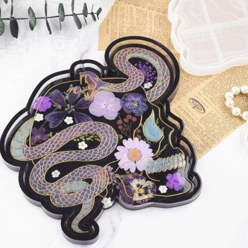 Snake Skull Plate Silicone Mold for DIY Crystal Epoxy Decorative Plate Tray Resin Mold