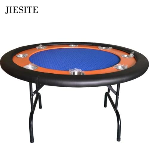 JIESITE 132*132*76cm Casino Foldable Poker Table 4colors Red/Blue/Green/Black Texas Hold'em Baccarat Round Tbale with 8 players