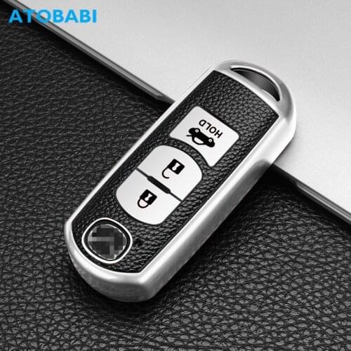 TPU Car Key Cover For Mazda 2 3 5 6 8 Atenza CX5 CX-7 CX-9 MX-5 Keychain Leather Pattern Smart Remote Control Fob Protector Case