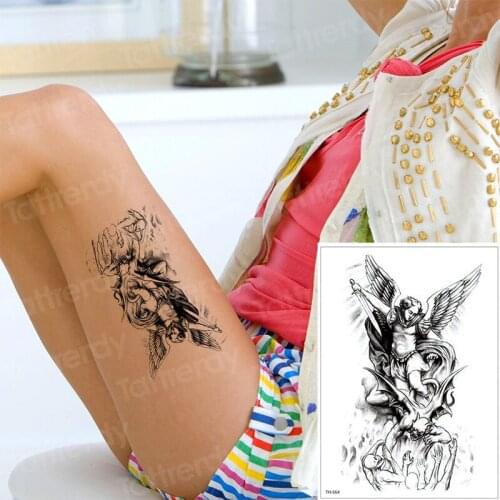 Men temporary tattoo waterproof black tatoo water transfer tattoos for women thigh body art gothic tattoo stickers removable