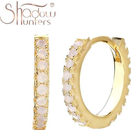SHADOWHUNTERS High Quality Original 925 Sterling Silver Round Opal Hoop Earrings Europe Fashion Huggies Hoops Silver 925 Earring