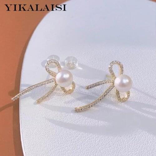 YIKALAISI 925 Sterling Silver Earrings Jewelry For Women 6-7mm Oblate Natural Freshwater Pearl Earrings 2021 New Wholesales