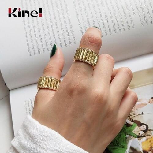 Kinel Authentic Korea Bijoux 100% 925 Sterling Silver 14K Gold Rings for Women INS Wedding Engagement Jewelry