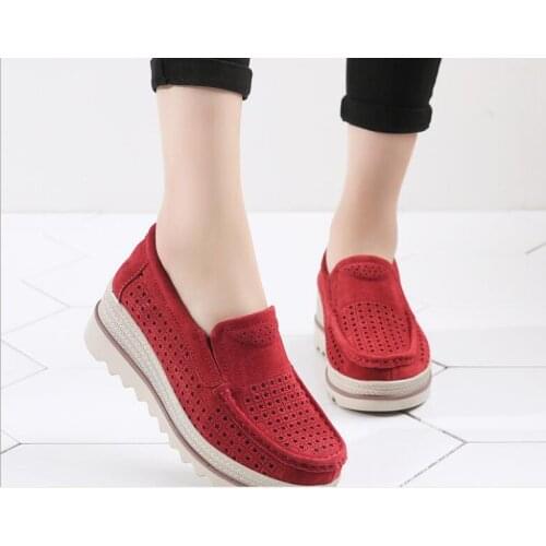 New Summer Spring Women Shoes Platform Flats Sneakers Women Suede Leather Women Casual Shoes Large size Flats classic shoes