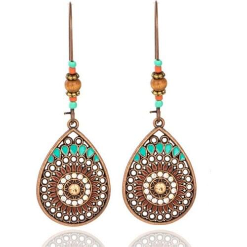 2020 New Arrival Metal Hyperbole Round Women Dangle Earrings Drop-Shaped Alloy Drip Oil Flower Earrings Jewelry Gifts