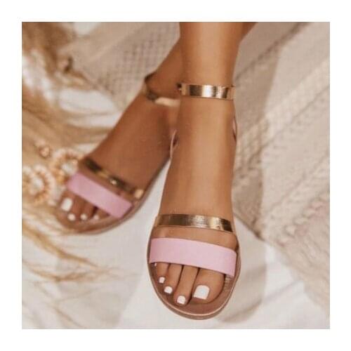 Womens summer retro print casual buckle strap sandal