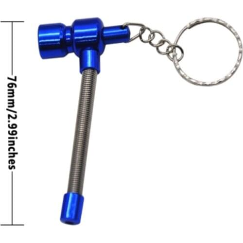 1Pc Metal Spring Smoking Pipe Metal Portable Tobacco Pipe with Key Chain Mini Pipe Smoking Accessories
