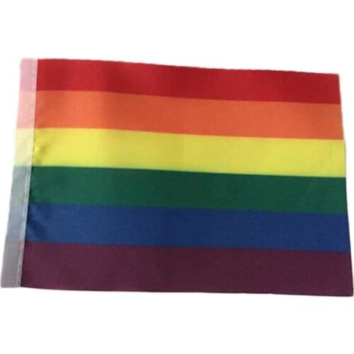 1 pc Rainbow flag Hand Waving Gay Pride LGBT parade Les Bunting 14x21cm