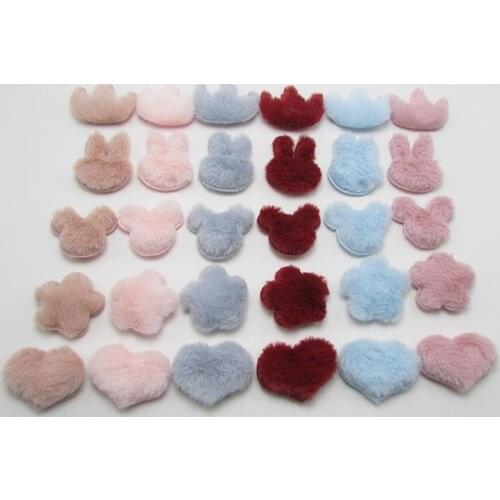 1Pack Imitation Rabbit Fur Heart/Rabbit/Crown Padded Embossing DIY Craft Supplies Kids Hair Accessories Material Embellishments