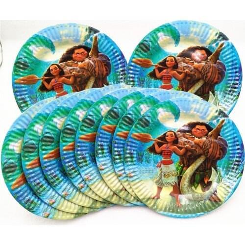 10Pcs Moana Cake Dishes Paper Plates Birthday Party Supplies Tableware Baby Shower Festival Event Party Decoration Favors 7inch