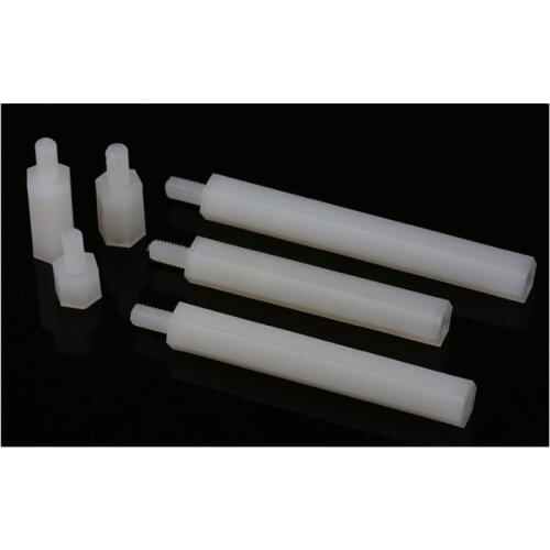 100PCS M2*L+6mm 2mm Hexagon nylon column Single head isolation column support interval column Nylon plastic sticks