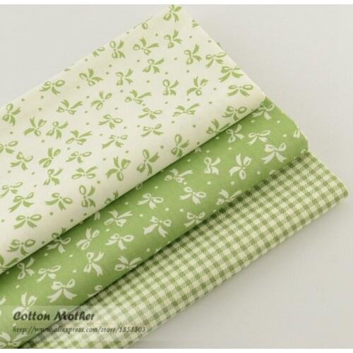 3 piece 40cmx50cm bow check Cotton Fabric fat quarter DIY Handmade Home textile Fabrics For Patchwork Cloth Dress Sofa Curtain