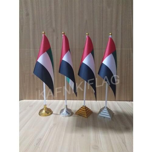 KAFNIK,5/10pcs a lot United Arab Emirates table desk flag banner 14*21cm flag /Plastic flags or suction cups for your choice