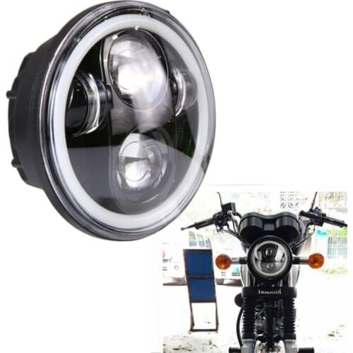 5 3/4" LED Headlight with White Halo Ring for Sportster and Dyna replacement for all 5.75" motorcycle headlamp
