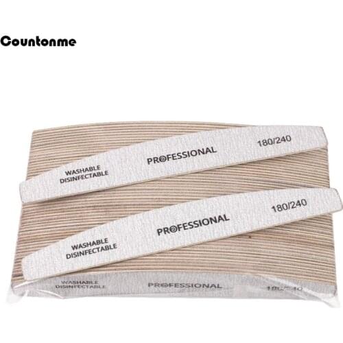 50Pcs Boat Wooden Nail File 180/240 Strong Thick Wood Sandpaper Emery Board Buffer Washable Files Manicure Nails Accesorios