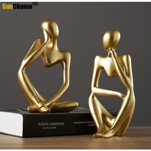 Europe Style People Abstract Sculpture Home Decoration Accessories Modern Thinking Model Statues Living Room Office Desk Decor